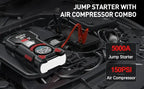 5-in-1 Multifunctional Air Pump Jump Starter with Air Compressor 3000A Peak/150PSI Battery Jump Starter Digital Tire Inflator - Nexvibe