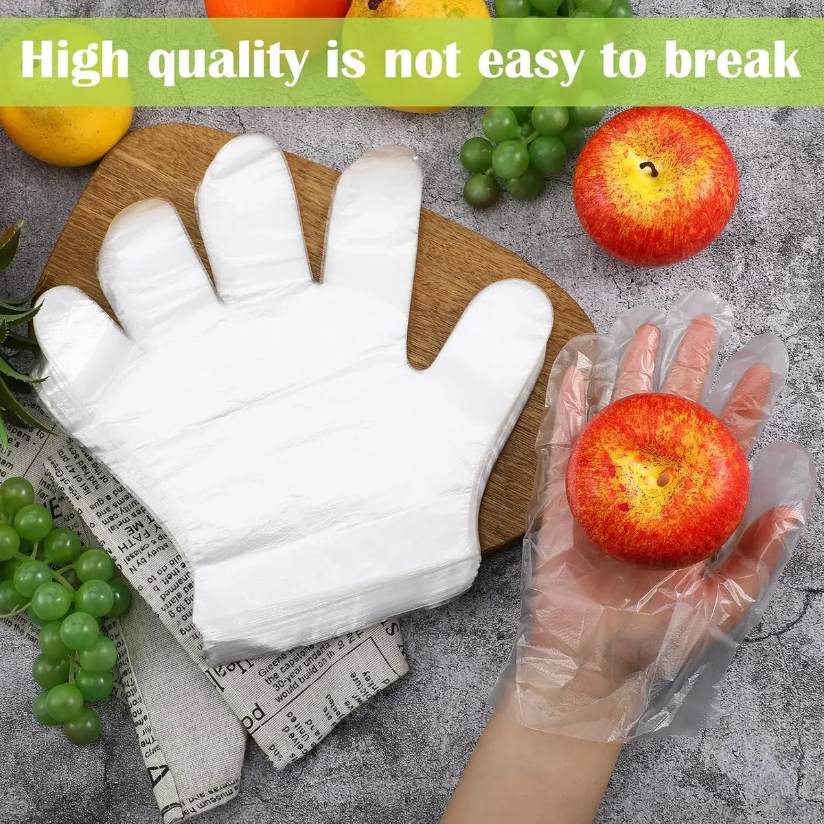 500 Pack Disposable Plastic Gloves Clear - Nexvibe
