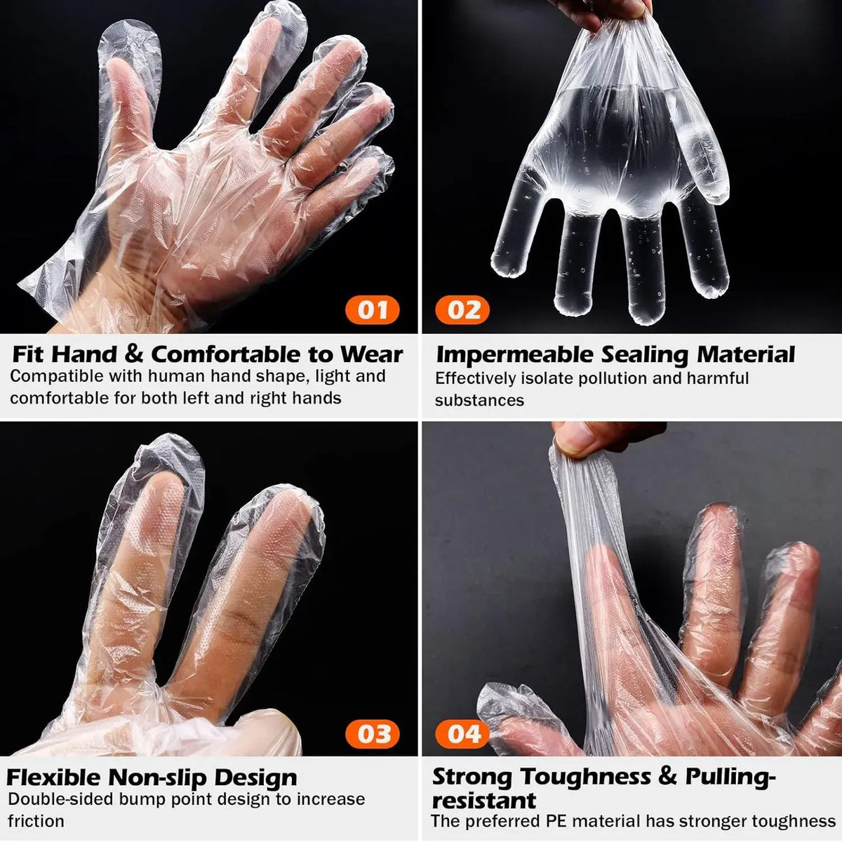 500 Pack Disposable Plastic Gloves Clear - Nexvibe