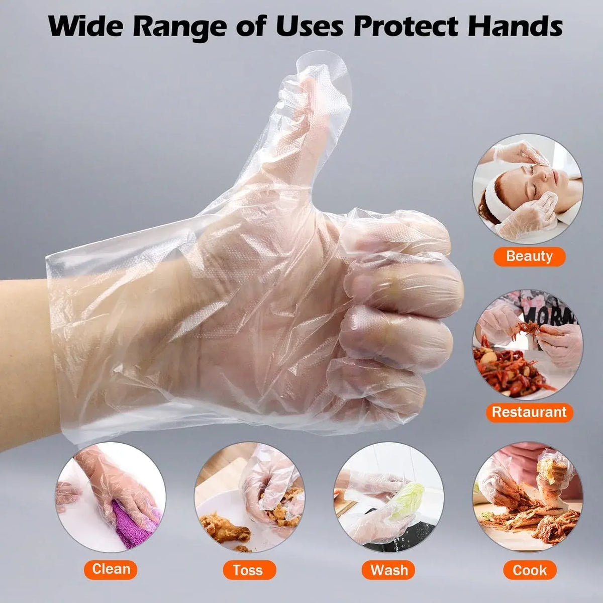 500 Pack Disposable Plastic Gloves Clear - Nexvibe