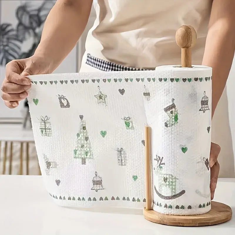 50 100pcs/roll Dishcloth Absorbent Thickened Kitchen Paper Dry Wet Use Non Greasy Random Pattern for Sink Cleaning Dishwashing - Nexvibe