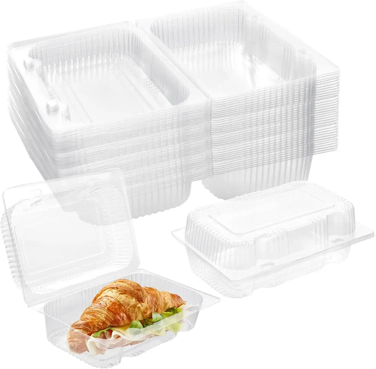 50 Pcs Disposable Clear Plastic Food Containers - Thickened Stackable Rectangular Takeout Boxes for Restaurant Catering Home Use - Nexvibe