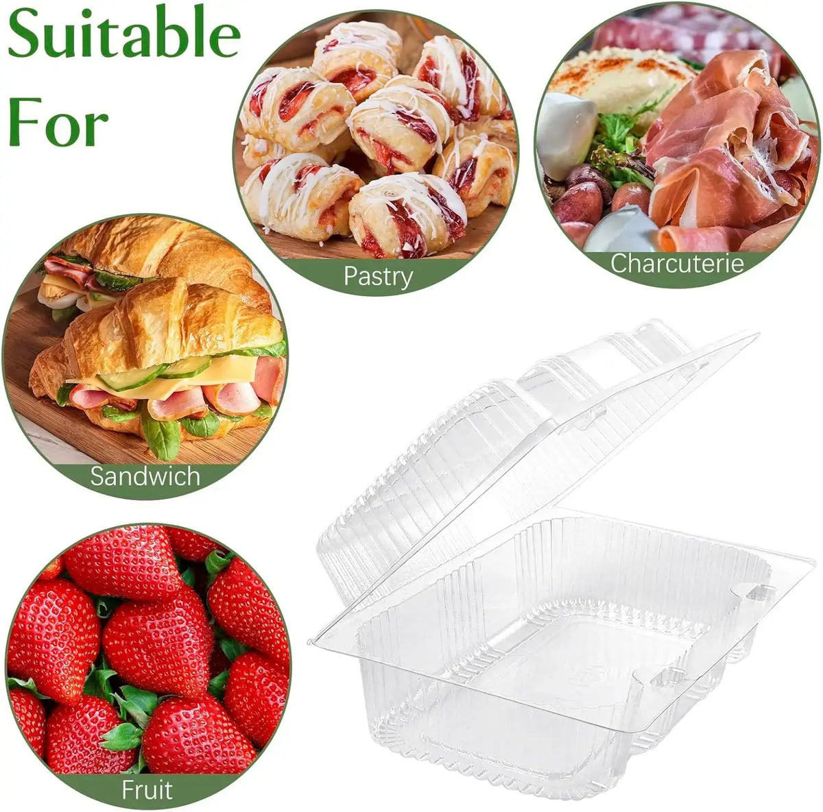 50 Pcs Disposable Clear Plastic Food Containers - Thickened Stackable Rectangular Takeout Boxes for Restaurant Catering Home Use - Nexvibe