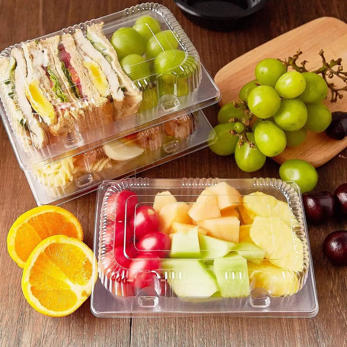 50 Pcs Disposable Clear Plastic Food Containers - Thickened Stackable Rectangular Takeout Boxes for Restaurant Catering Home Use - Nexvibe