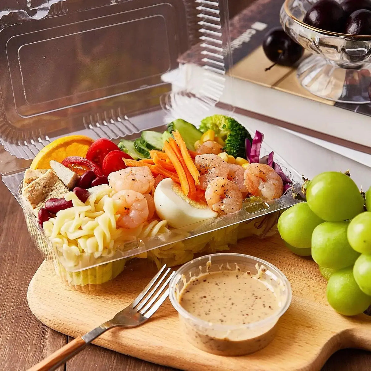 50 Pcs Disposable Clear Plastic Food Containers - Thickened Stackable Rectangular Takeout Boxes for Restaurant Catering Home Use - Nexvibe