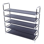 Simple Assembly 5 Tiers Non-woven Fabric Shoe Rack With Handle Black RT