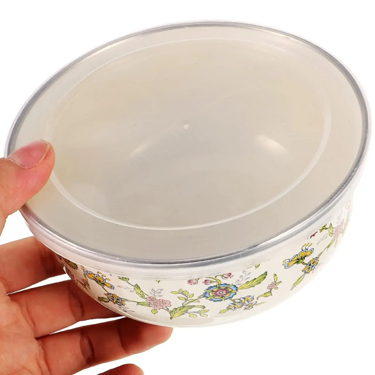 5PCS Enamel Bowls, Enamel on Steel Mixing Bowls with Lids, Vintage Soup Retro Food Containers Soup with Lids, Mixing with Set Containers for Food Fruits Salad - Nexvibe