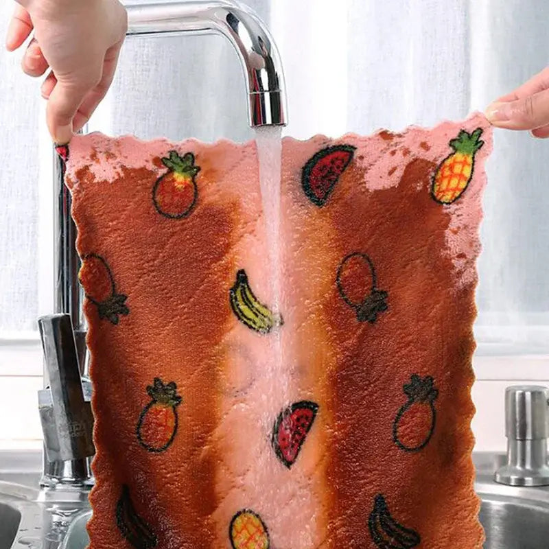 5Pcs Coral Fleece Dish Cloths, Absorbent Kitchen Cleaning Towels for Home - Nexvibe