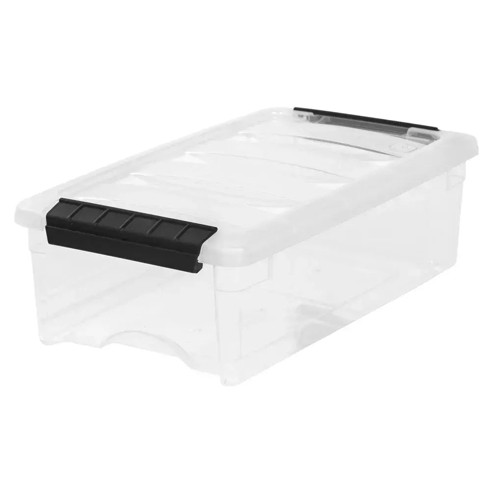 5QT Clear Modular Storage Box with Handle and Buckle Latches Stackable Organizing Bedroom Craft Supplies Office Items - Nexvibe