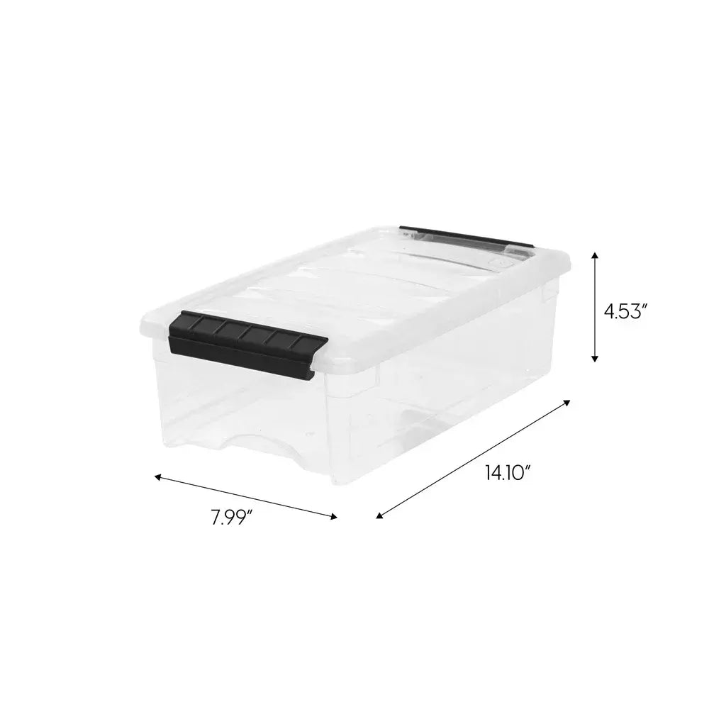 5QT Clear Modular Storage Box with Handle and Buckle Latches Stackable Organizing Bedroom Craft Supplies Office Items - Nexvibe