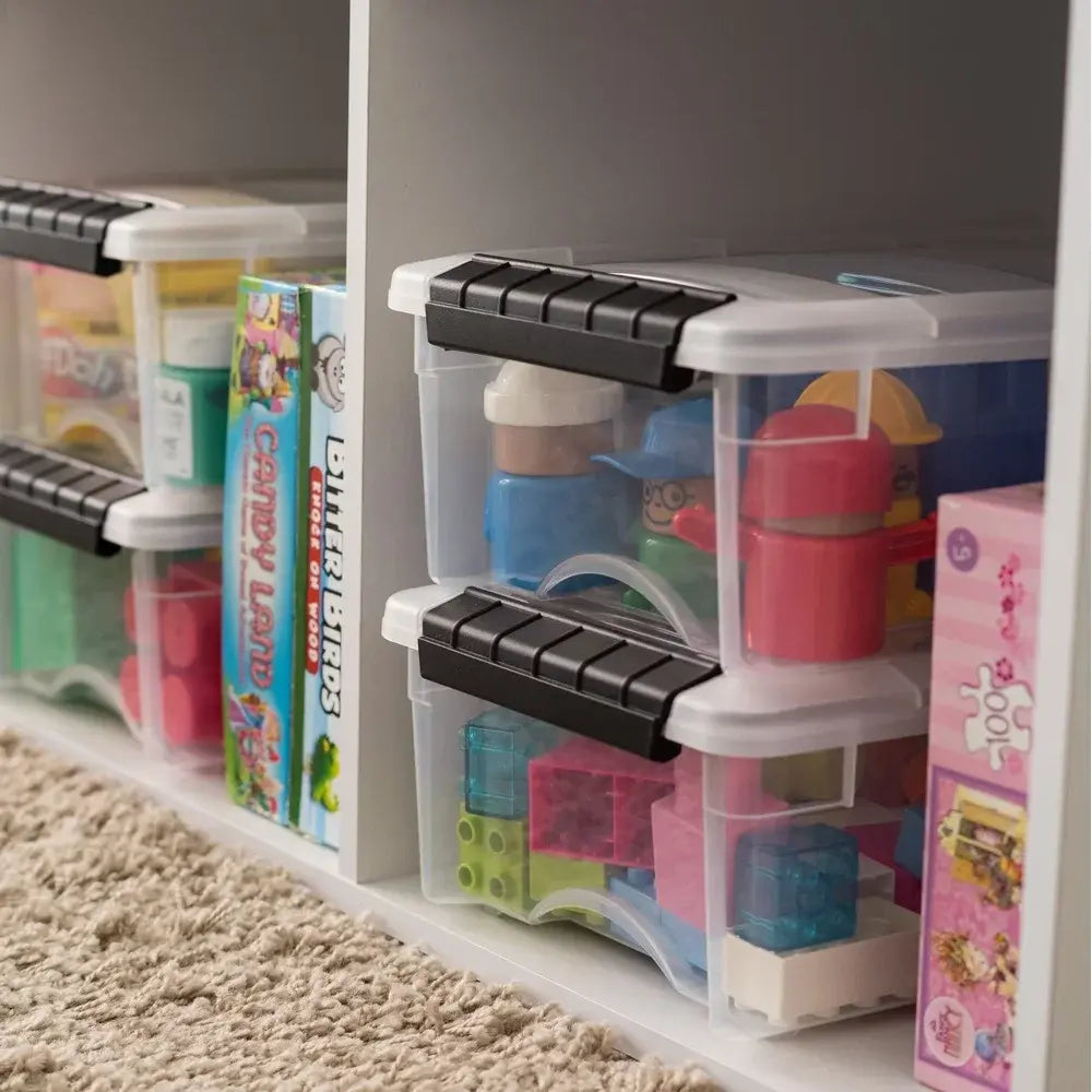 5QT Clear Modular Storage Box with Handle and Buckle Latches Stackable Organizing Bedroom Craft Supplies Office Items - Nexvibe