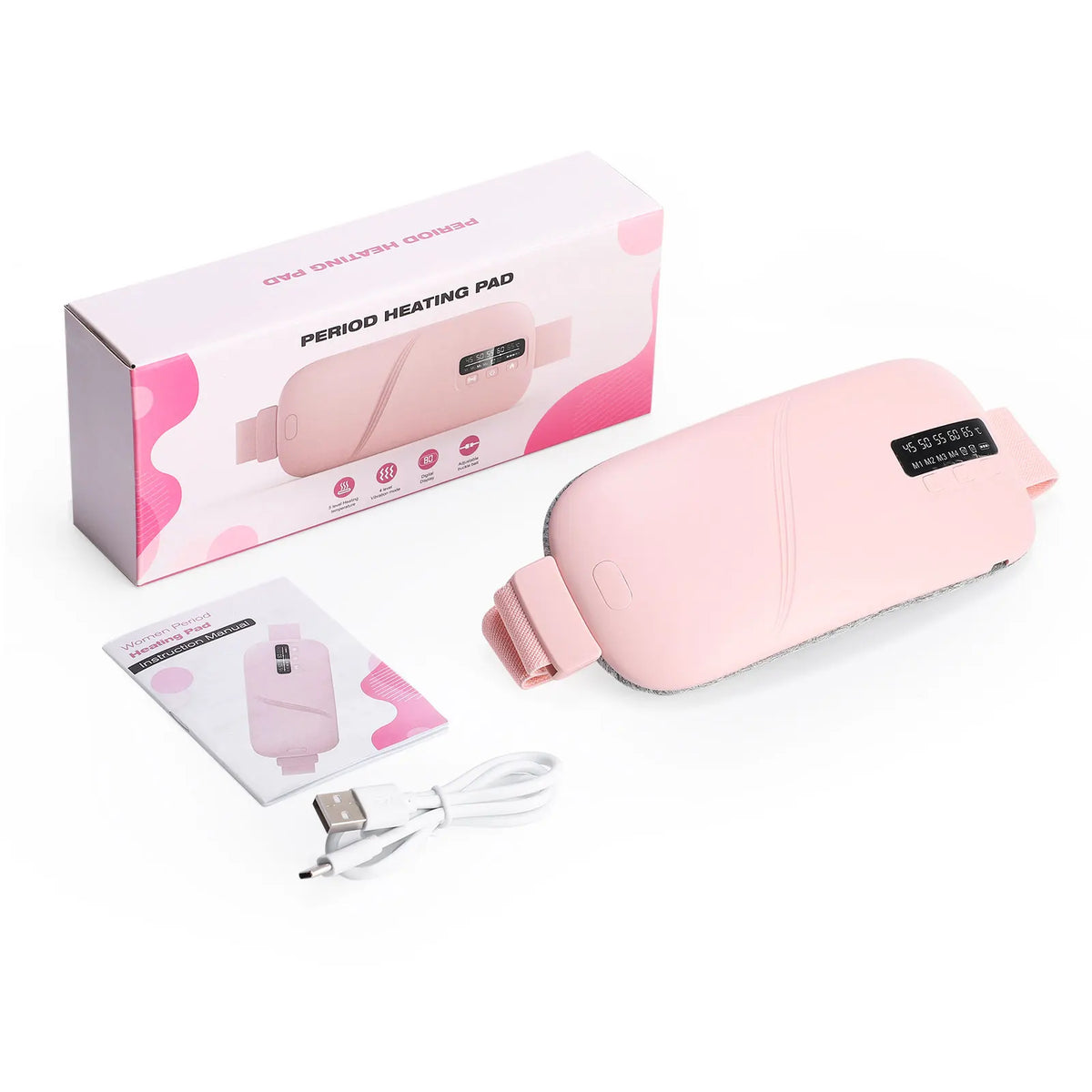 5 Modes Electric Heating Vibration Waist Massage Belt Smart Warm Palace Women Menstrual Heating Pad for for Cramps
