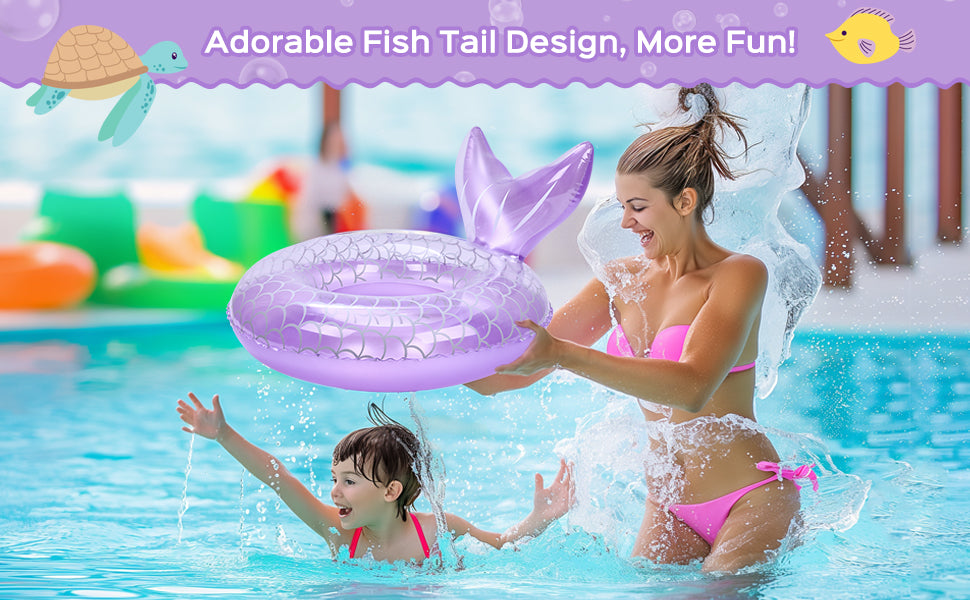 Inflatable Swim Ring, Cute Mermaid Dinosaur Unicorn Mouse Swimming Pool Floats Tube Raft, Water Bathtub Beach Party Toys