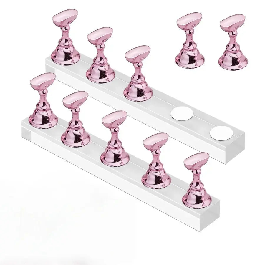 5pcs Nail Holder False Nail Tip Practice Stand Crystal Base Magnetic Holder Nail Art Display For Art Salon DIY & Practice Tools - Nexvibe