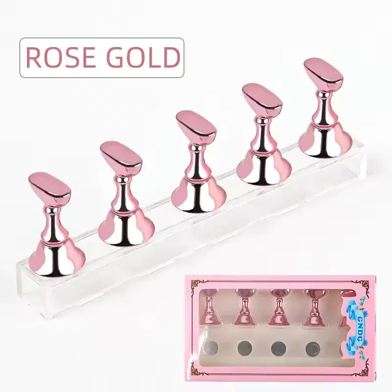 5pcs Nail Holder False Nail Tip Practice Stand Crystal Base Magnetic Holder Nail Art Display For Art Salon DIY & Practice Tools - Nexvibe