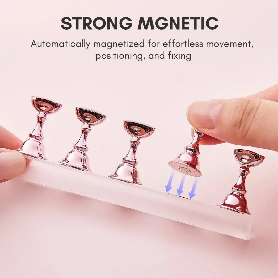 5pcs Nail Holder False Nail Tip Practice Stand Crystal Base Magnetic Holder Nail Art Display For Art Salon DIY & Practice Tools - Nexvibe