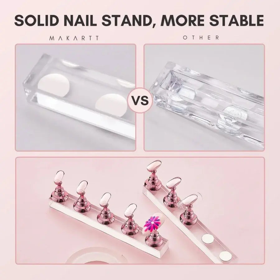5pcs Nail Holder False Nail Tip Practice Stand Crystal Base Magnetic Holder Nail Art Display For Art Salon DIY & Practice Tools - Nexvibe