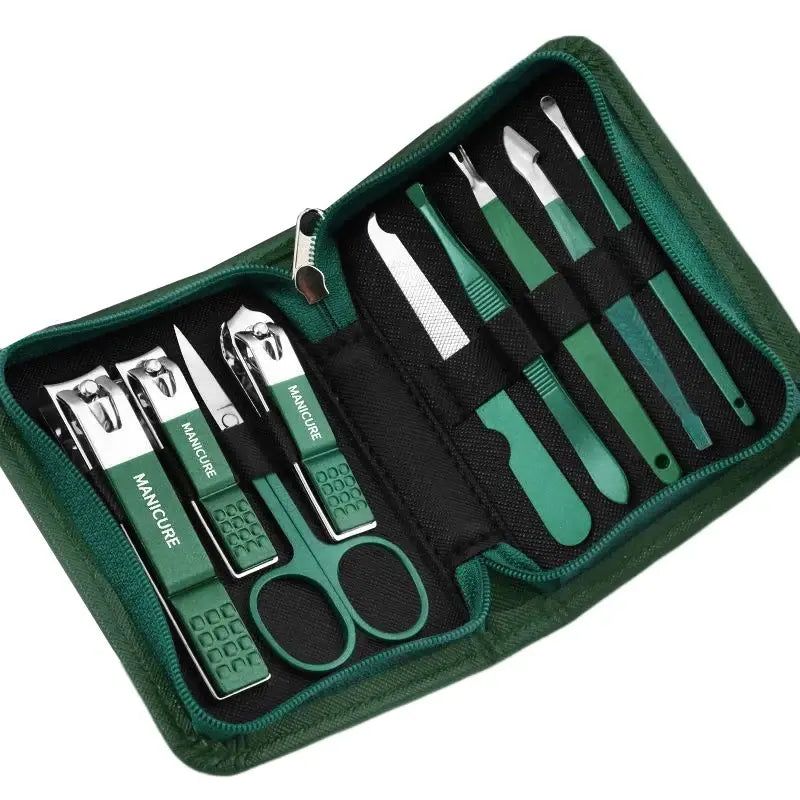 6/9 Pcs Set Professional Piece Nail Care Kit Stainless Steel Manicure & Pedicure Set Nail Clipper Set with Travel Case - Nexvibe