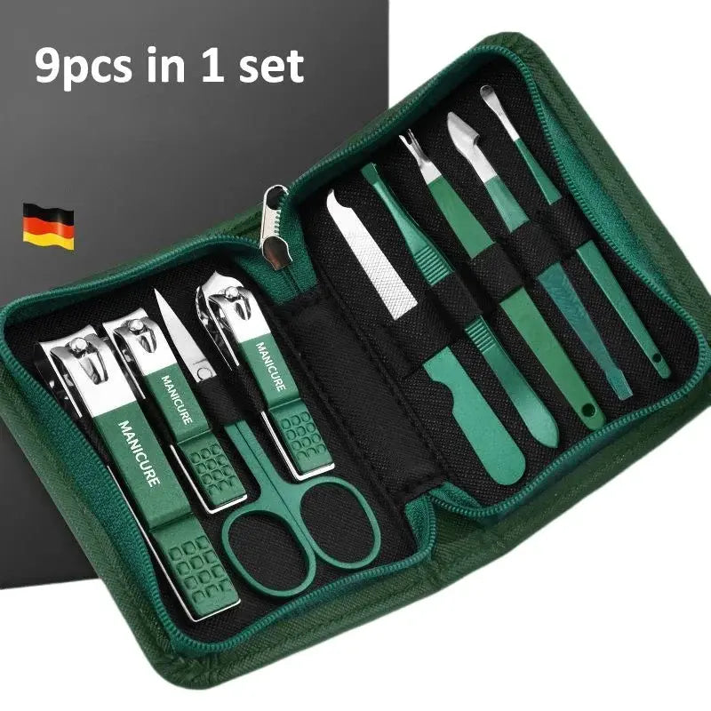 6/9 Pcs Set Professional Piece Nail Care Kit Stainless Steel Manicure & Pedicure Set Nail Clipper Set with Travel Case - Nexvibe