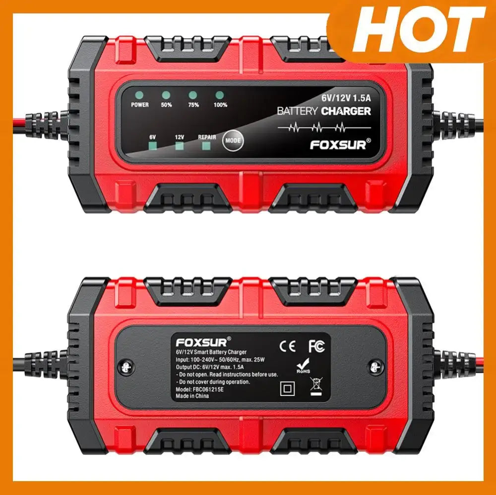 6V 12V 1.5A Smart Car Battery Charger for Lead-Acid AGM GEL Batteries (US) - United States