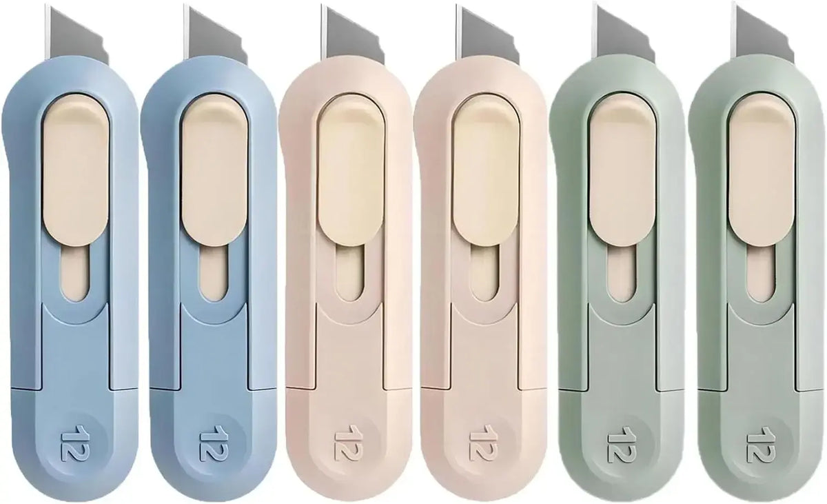 6 Boxes Portable Box Cutter, Retractable Multifunctional Cute Knife for Office, Home, Crafts, Carton, Cardboard, Paper, DIY - Nexvibe