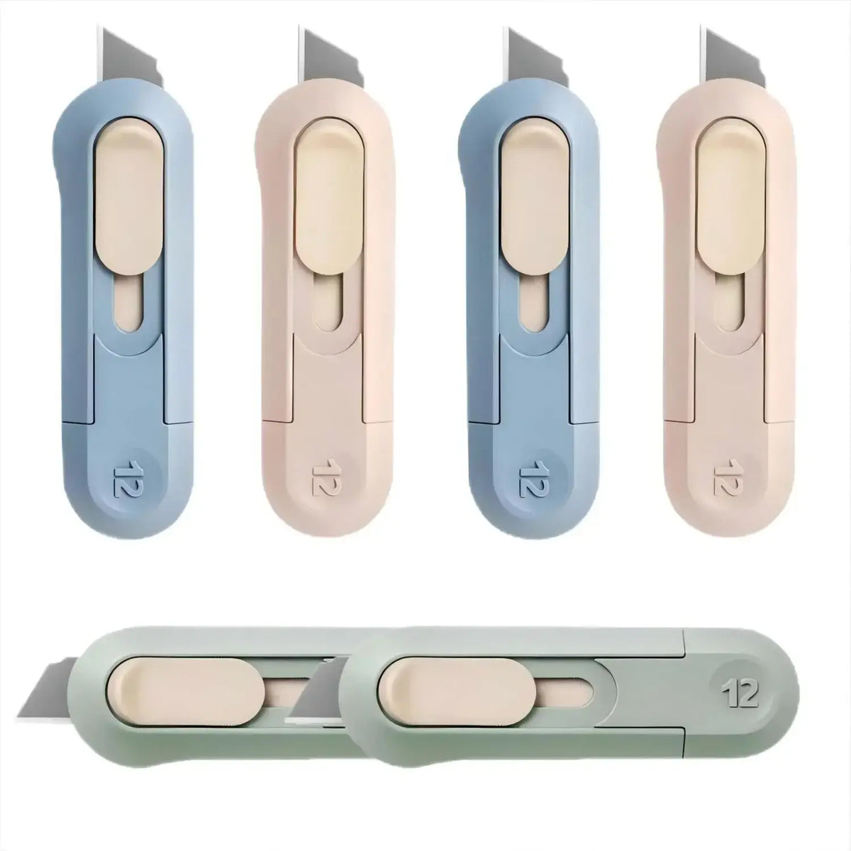 6 Boxes Portable Box Cutter, Retractable Multifunctional Cute Knife for Office, Home, Crafts, Carton, Cardboard, Paper, DIY - Nexvibe
