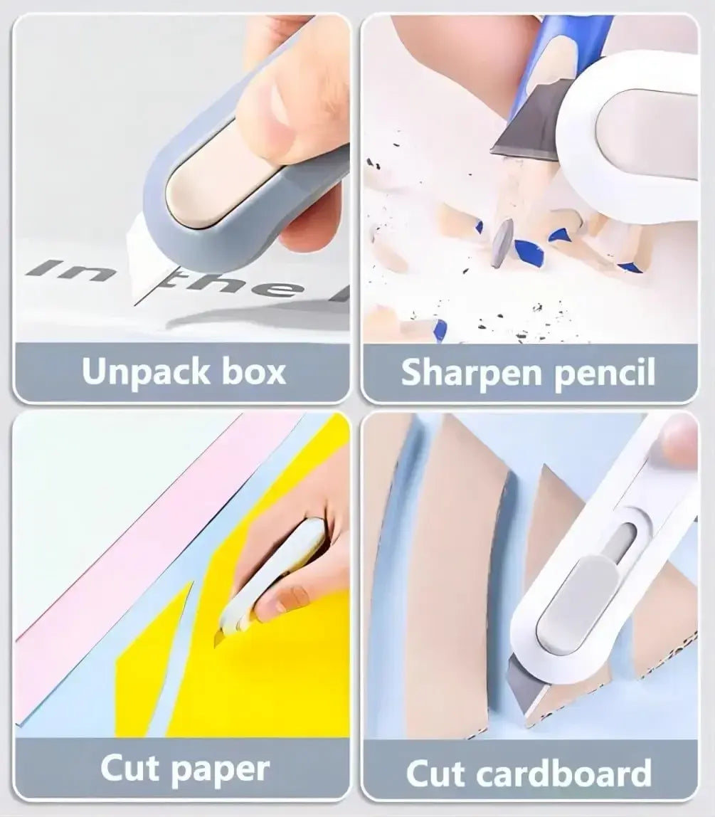 6 Boxes Portable Box Cutter, Retractable Multifunctional Cute Knife for Office, Home, Crafts, Carton, Cardboard, Paper, DIY - Nexvibe