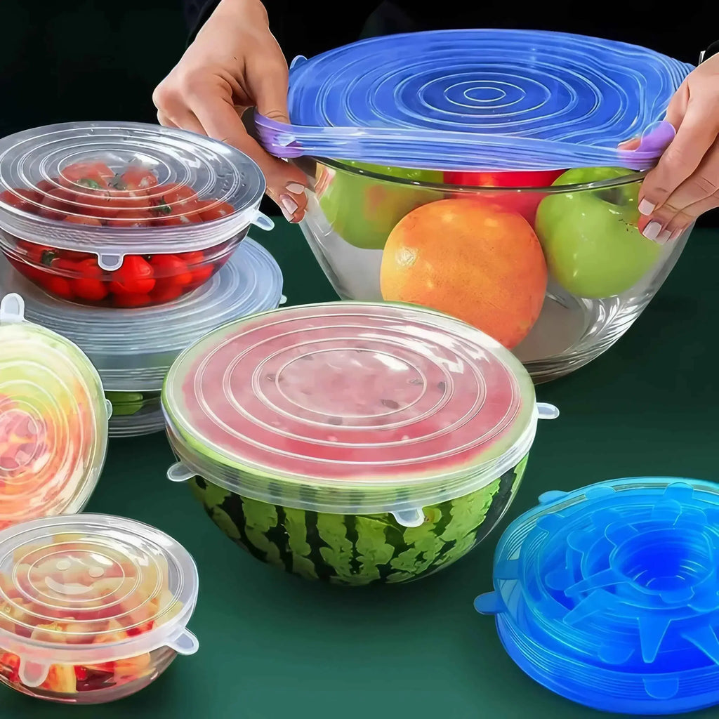 6 Pieces of White Silicone Fresh-keeping Cover, Safe Storage in Refrigerator, Kitchen Supplies, Suitable for Circular Containers