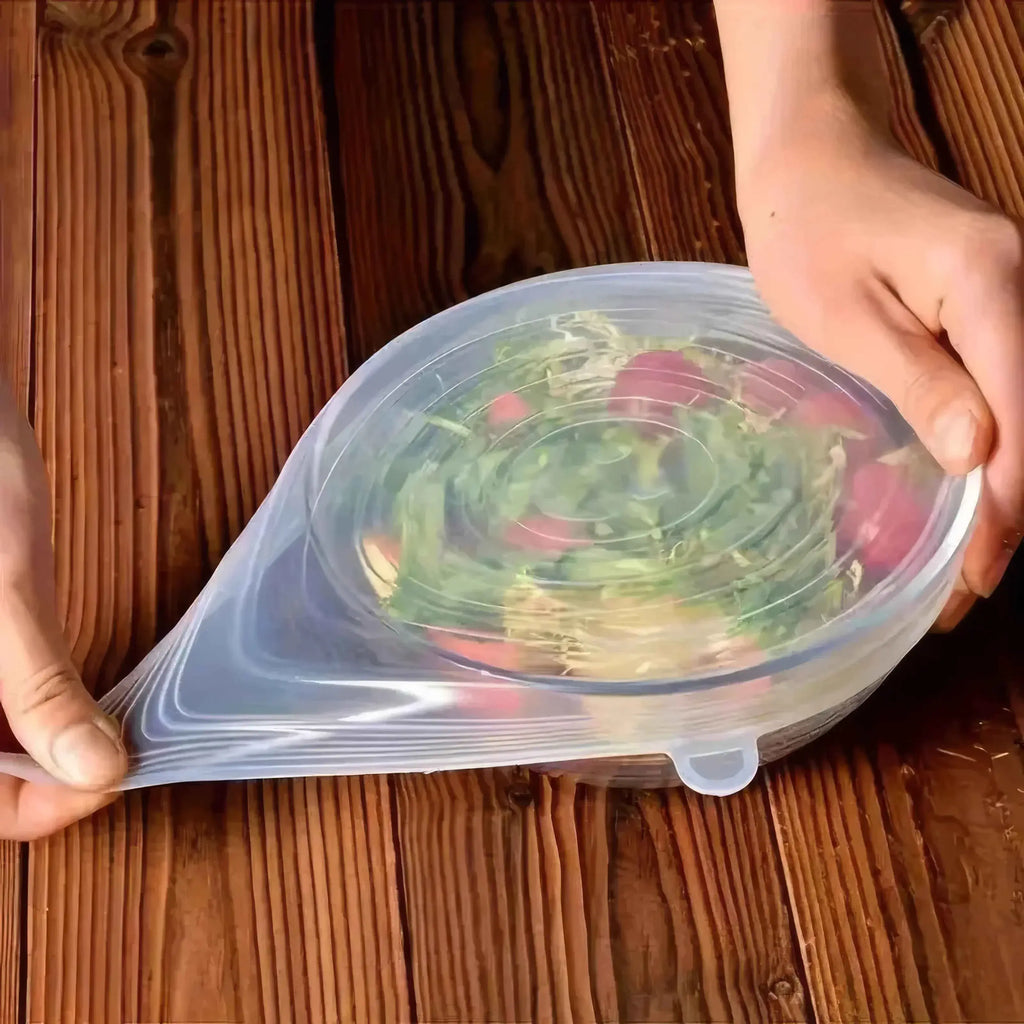 6 Pieces of White Silicone Fresh-keeping Cover, Safe Storage in Refrigerator, Kitchen Supplies, Suitable for Circular Containers