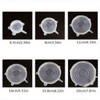 6 Pieces of White Silicone Fresh-keeping Cover, Safe Storage in Refrigerator, Kitchen Supplies, Suitable for Circular Containers