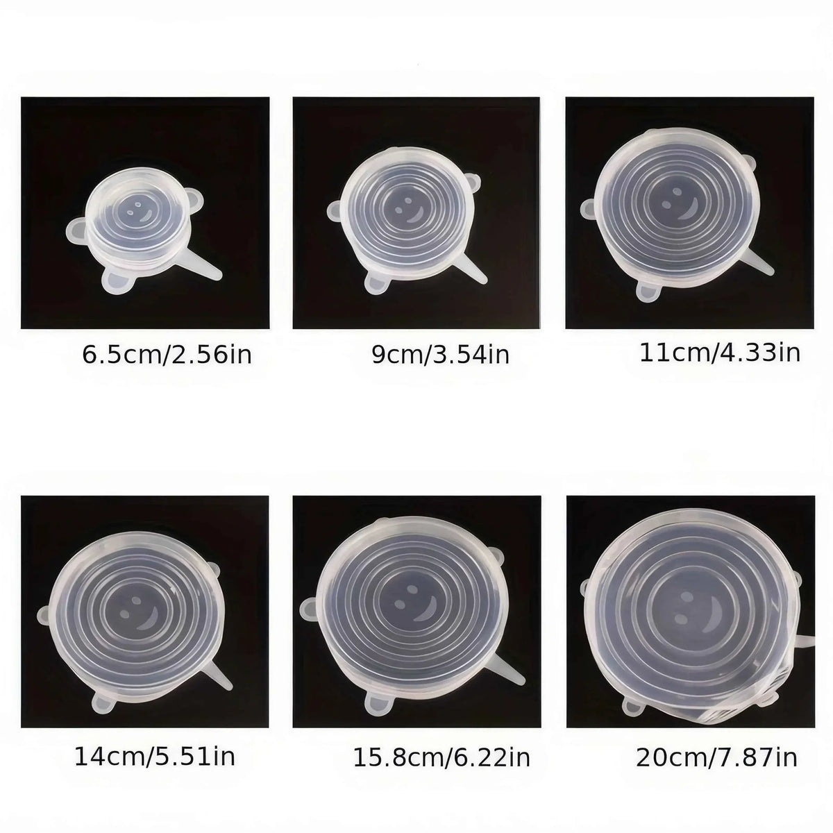 6 Pieces of White Silicone Fresh-keeping Cover, Safe Storage in Refrigerator, Kitchen Supplies, Suitable for Circular Containers