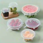 6 Pieces of White Silicone Fresh-keeping Cover, Safe Storage in Refrigerator, Kitchen Supplies, Suitable for Circular Containers