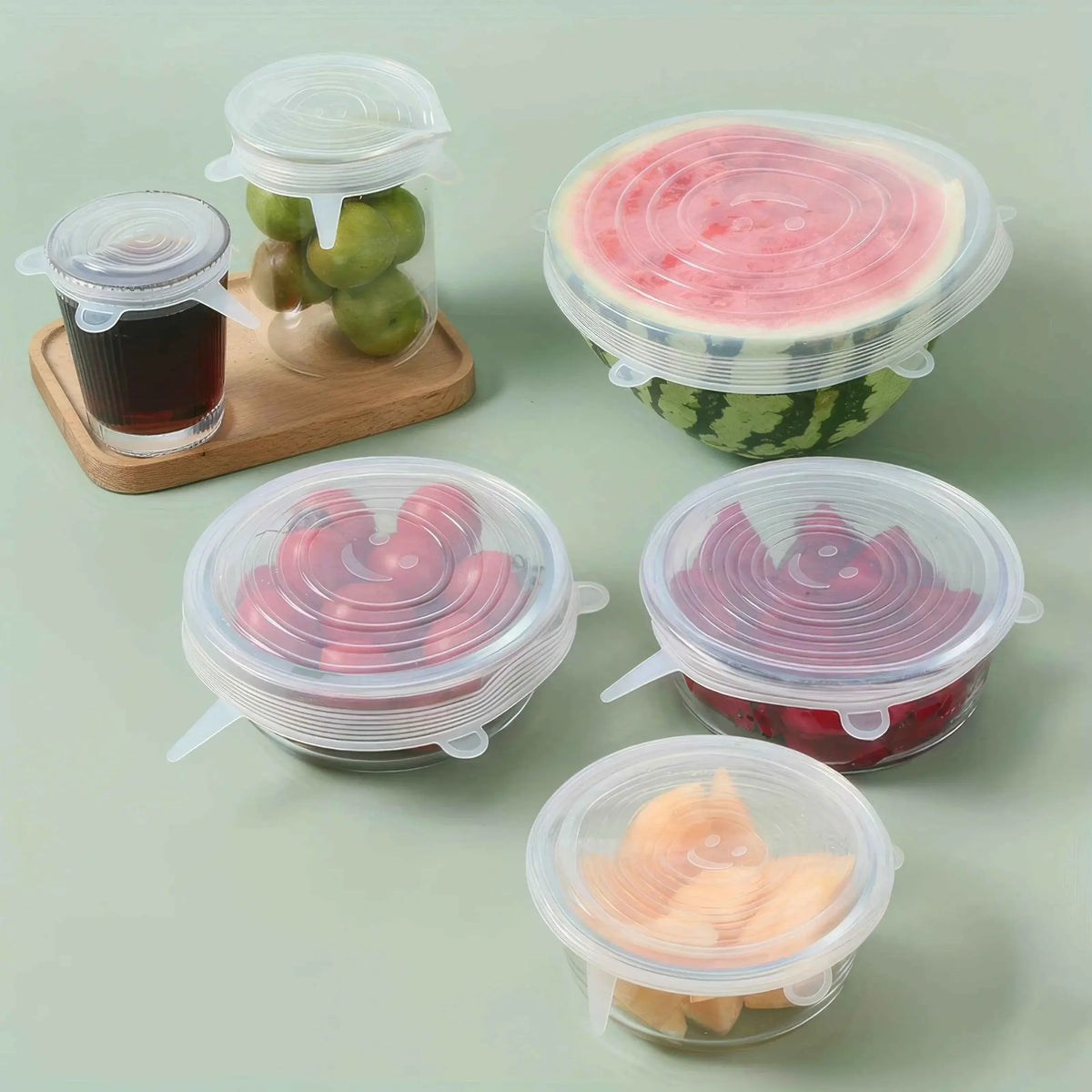 6 Pieces of White Silicone Fresh-keeping Cover, Safe Storage in Refrigerator, Kitchen Supplies, Suitable for Circular Containers