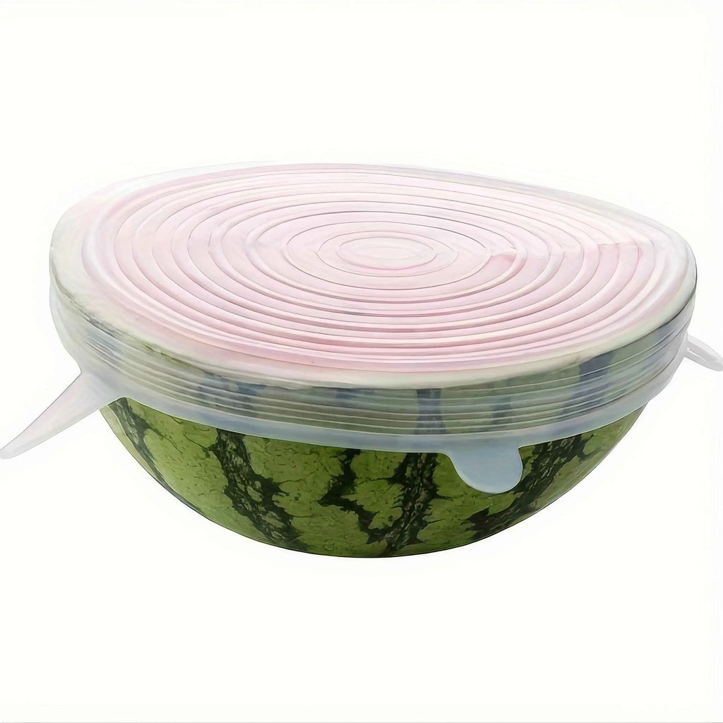 6 Pieces of White Silicone Fresh-keeping Cover, Safe Storage in Refrigerator, Kitchen Supplies, Suitable for Circular Containers