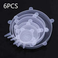 6 Pieces of White Silicone Fresh-keeping Cover, Safe Storage in Refrigerator, Kitchen Supplies, Suitable for Circular Containers