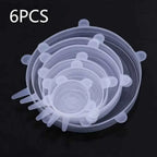 6 Pieces of White Silicone Fresh-keeping Cover, Safe Storage in Refrigerator, Kitchen Supplies, Suitable for Circular Containers
