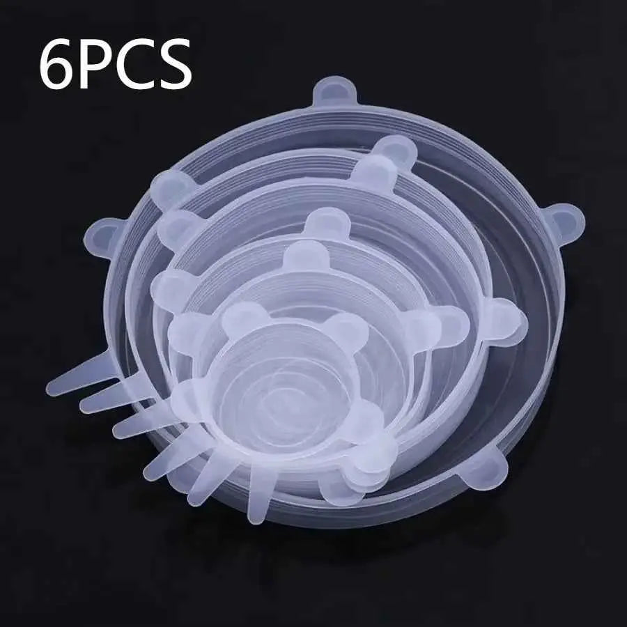6 Pieces of White Silicone Fresh-keeping Cover, Safe Storage in Refrigerator, Kitchen Supplies, Suitable for Circular Containers