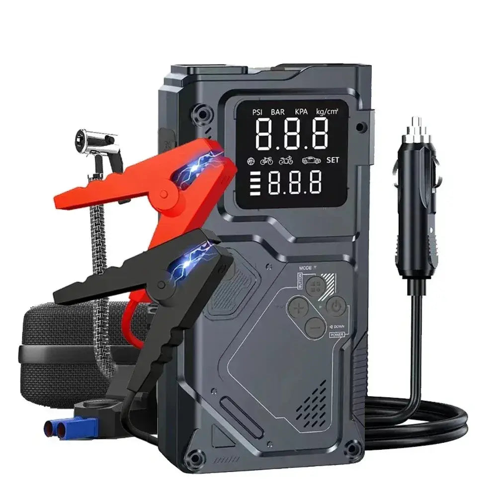 6 in 1 Jump Starter with Air Pump Peak 5000A Booster 150PSI Tire Inflator 8L Gas/4L Diesel with DC Power Cord 400LM