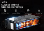 6 in 1 Jump Starter with Air Pump Peak 5000A Booster 150PSI Tire Inflator 8L Gas/4L Diesel with DC Power Cord 400LM