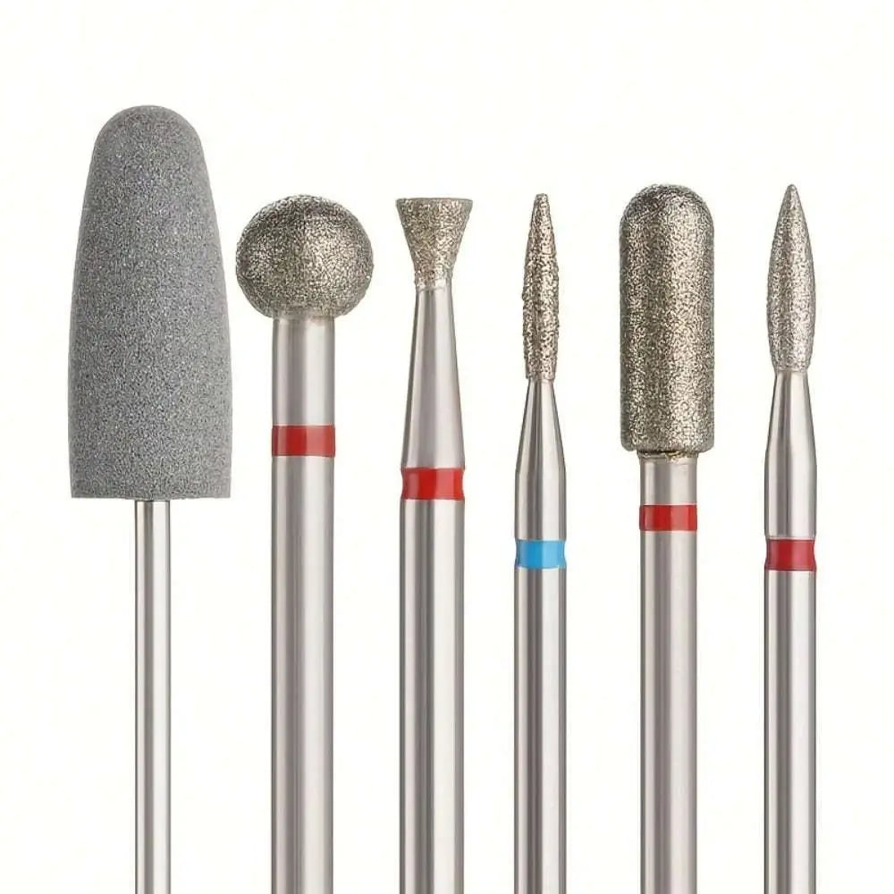 6pcs/set Diamond Sand Nail Files Drill Cuticle Polishing Bit Nail Grinding Head Electric Manicure Set for Removing Acrylic - Nexvibe