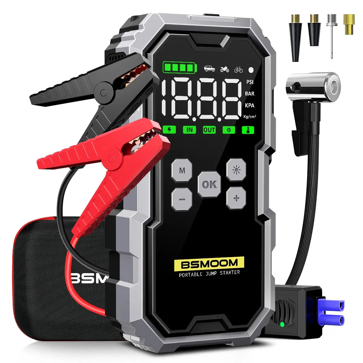 7000A Car Jump Starter with Air Compressor Battery Booster 12V Power Bank with LED Flashlight Smart Cable with Voltage