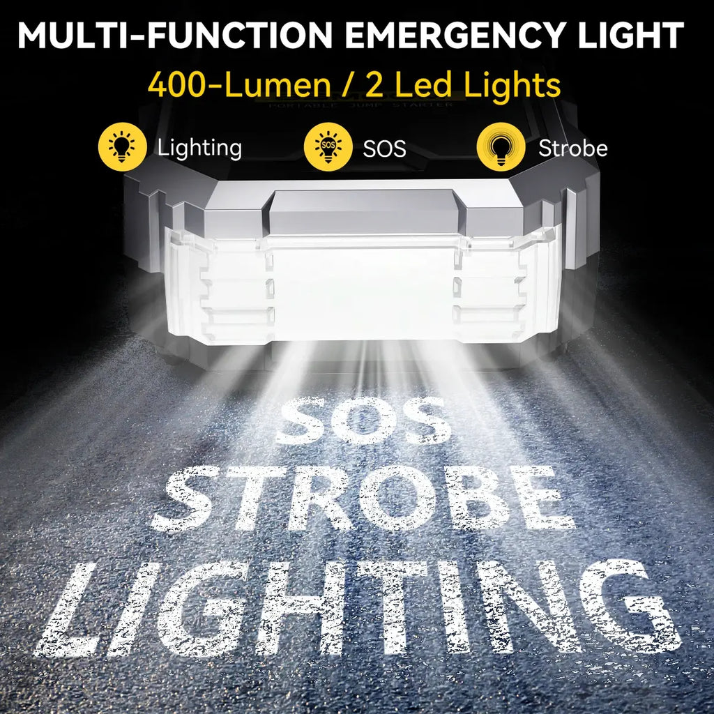 7000A Car Jump Starter with Air Compressor Battery Booster 12V Power Bank with LED Flashlight Smart Cable with Voltage