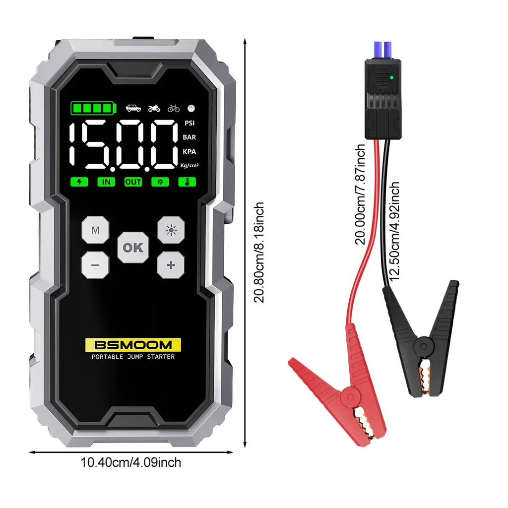 7000A Car Jump Starter with Air Compressor Battery Booster 12V Power Bank with LED Flashlight Smart Cable with Voltage