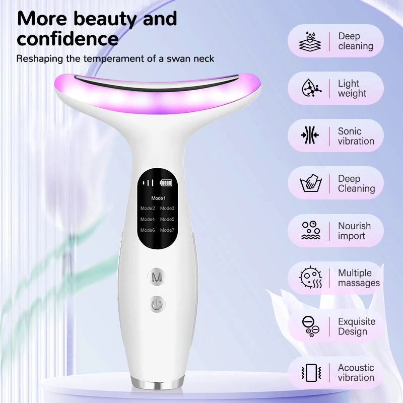 7Color Neck Face Massager Facial Massager Tool for Skin Care at HomeVibrating Face Massager with ThermalsGalvanic
