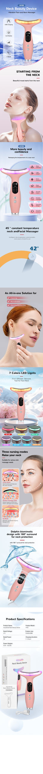 7Color Neck Face Massager Facial Massager Tool for Skin Care at HomeVibrating Face Massager with ThermalsGalvanic