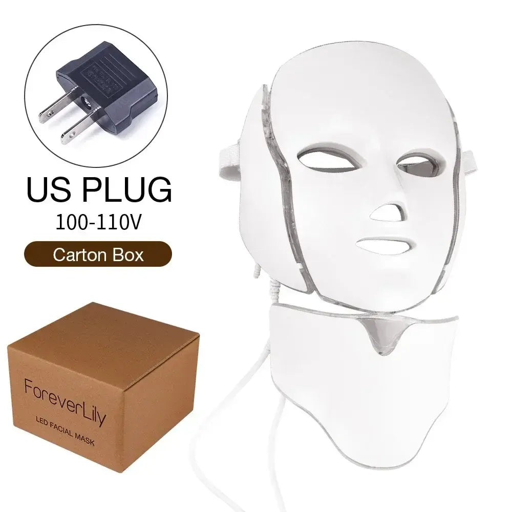 7 Colors Light LED Face Neck Beauty Mask Photon Red Light Facial Skin Care Anti Aging Rejuvenation Brighten Skin Care Tool - Nexvibe