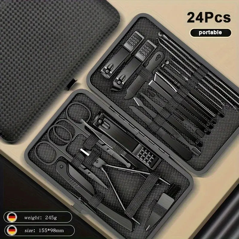 8/12/15/20/24 pcs Manicure Cutters Nail Clipper Set Household Stainless Steel Ear Spoon Pedicure Scissors Tool For Beauty - Nexvibe