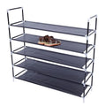 Simple Assembly 5 Tiers Non-woven Fabric Shoe Rack With Handle Black RT