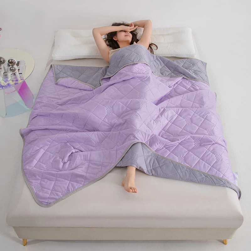 Queen Size Cooling Blanket - Breathable & Lightweight Cooling Comforter, Ice Silk Thin Quilt for Hot Weather & Airy Rooms