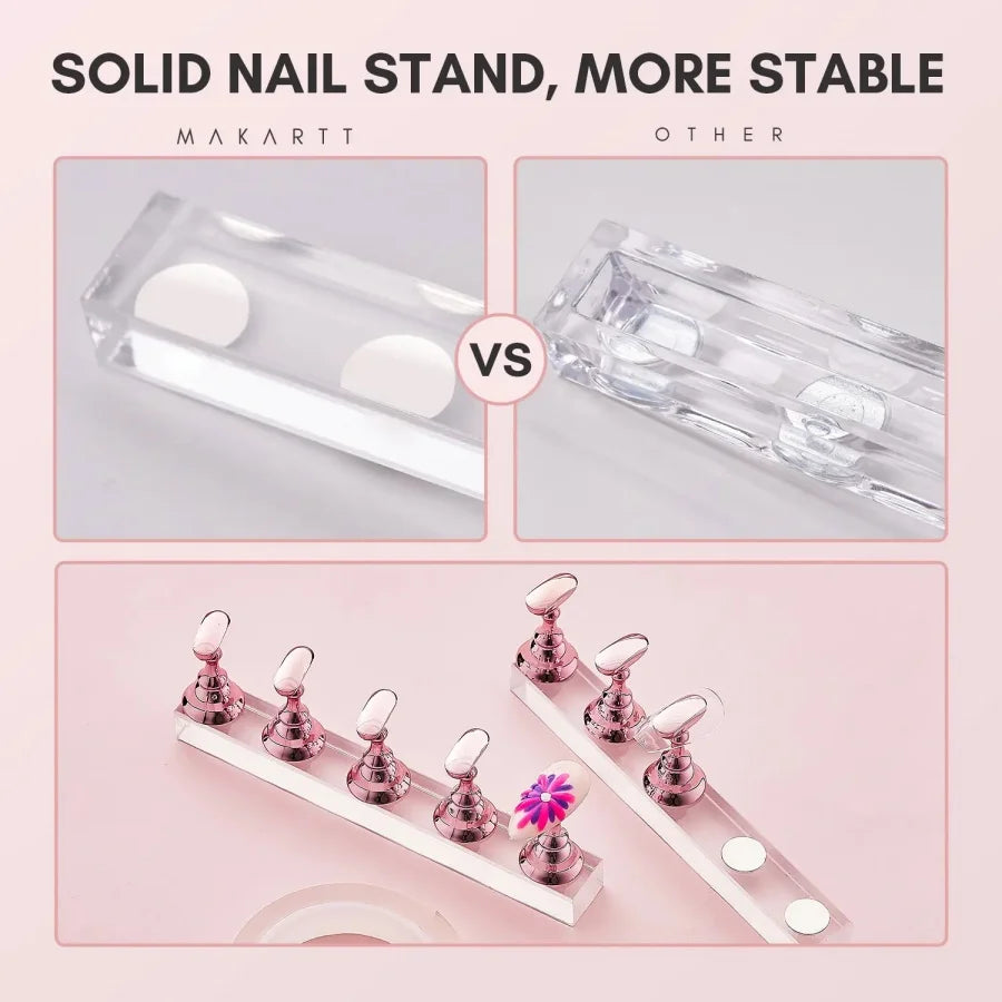 5pcs Nail Holder False Nail Tip Practice Stand Crystal Base Magnetic Holder Nail Art Display For Art Salon DIY & Practice Tools